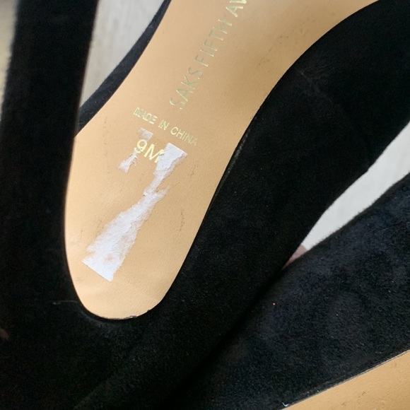 Saks Fifth Avenue black suede stiletto heels, women’s size 9M classic elegant - Picture 9 of 10